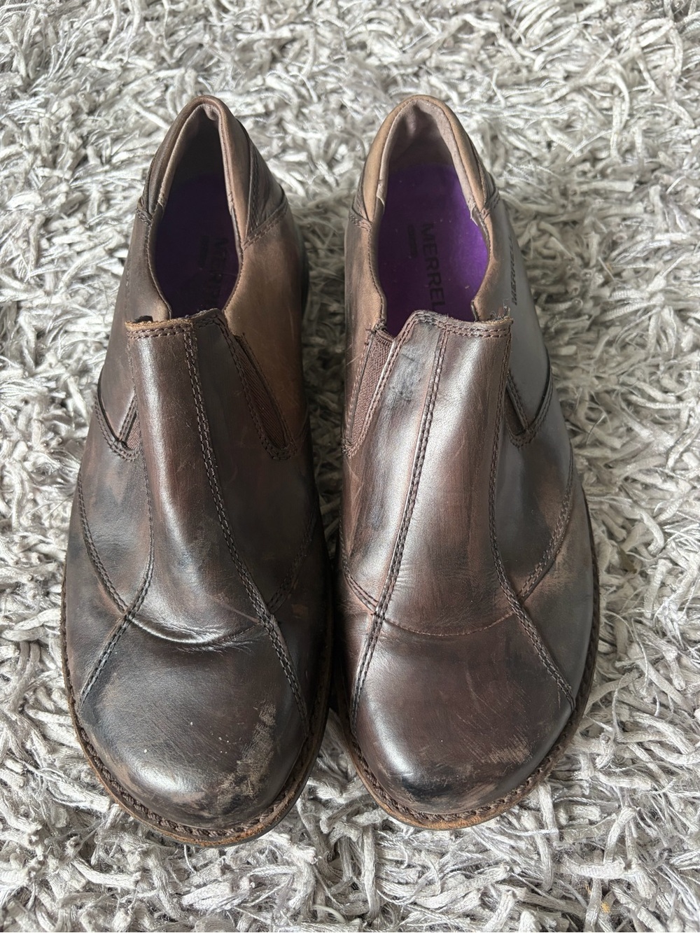Merrell brake Slip-On Leather Shoes size 7?Brown